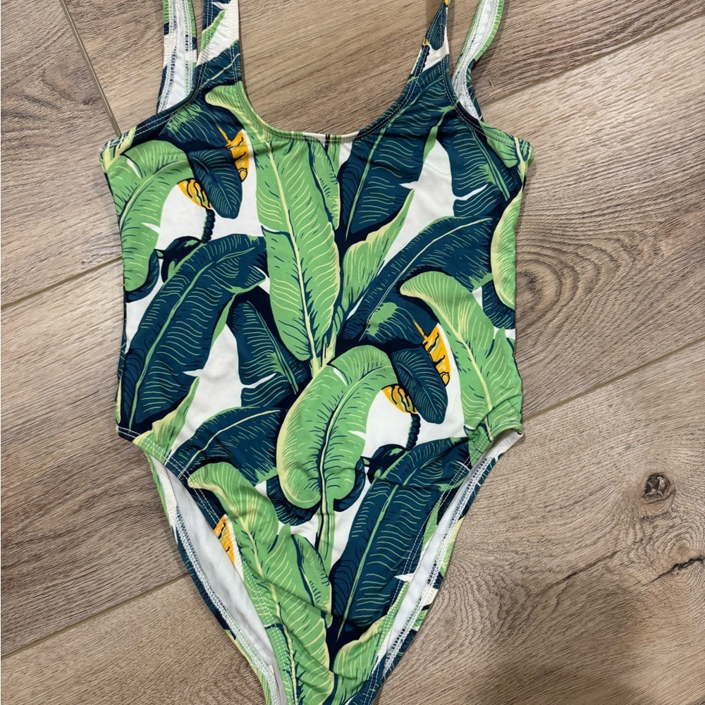 CHRLDR Green and Yellow One Piece Tropical Swimsuit